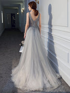 Thin V-neck Sexy Backless Sequin Dress