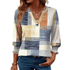 Fashion Tops Three-quarter Sleeve Flower Print Casual Shirt