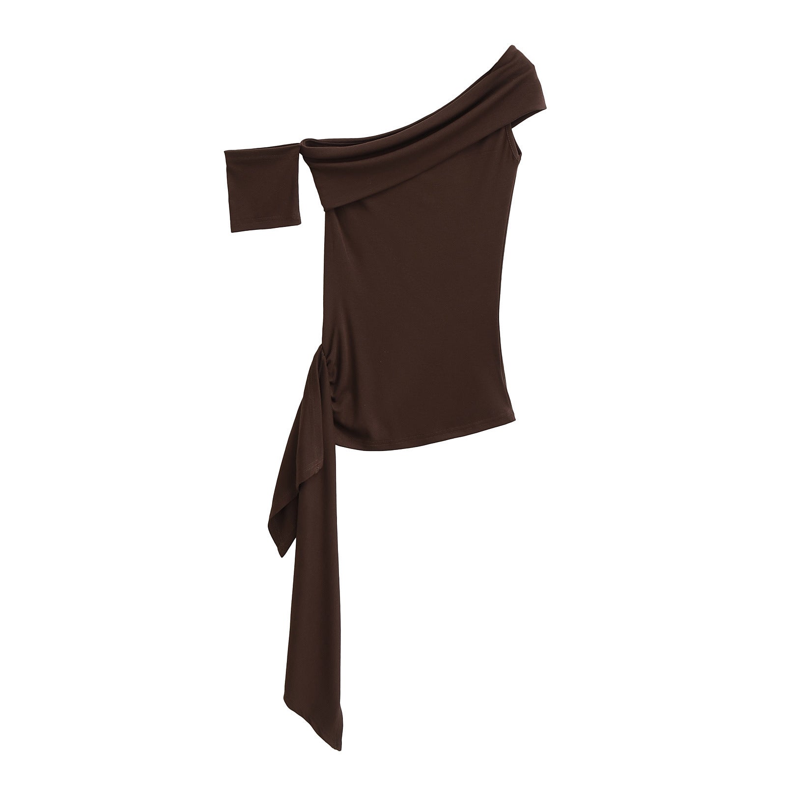 Pure Desire Ribbon Off-shoulder Tube Women's Elastic Slim-fit Asymmetric Top