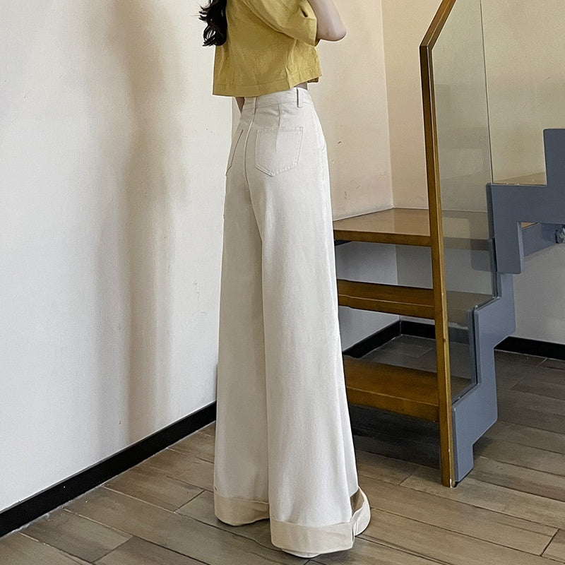 Tea Gray Flared Jeans Women's High Waist Slimming Bootcut Pants