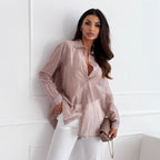 Simple Fashion Solid Color Rhinestone Long-sleeved Shirt Women's Clothing