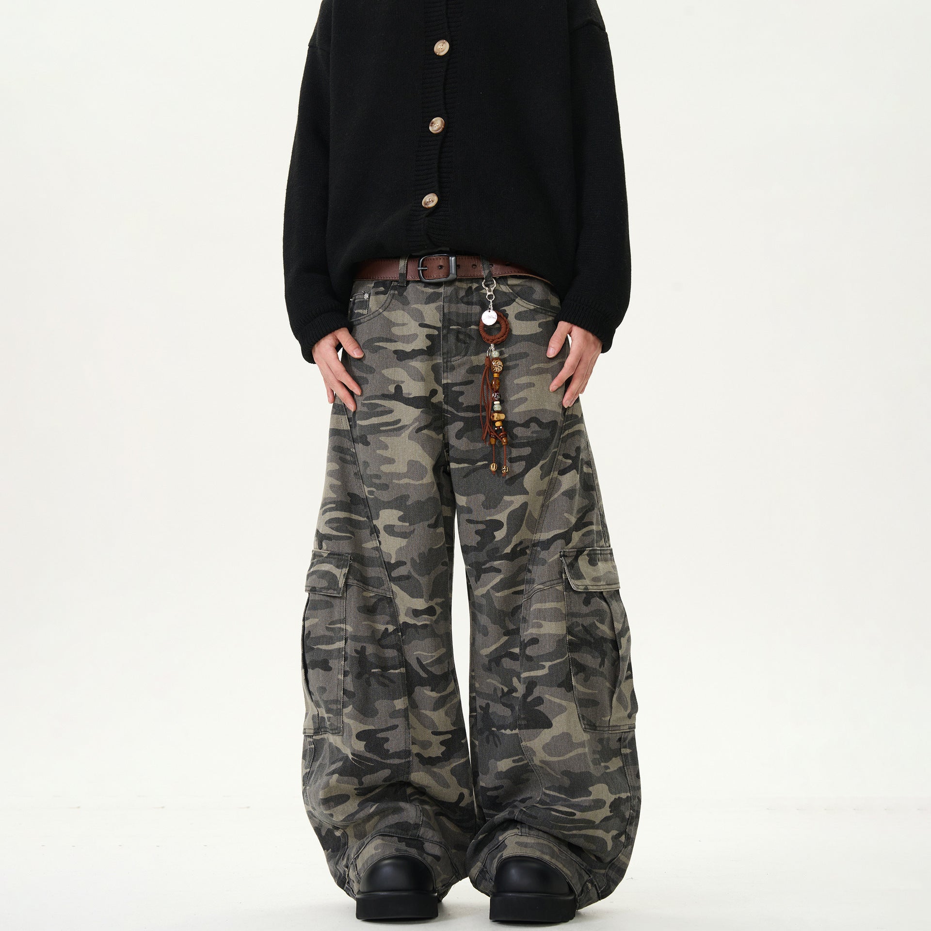 American Fashion Brand Camouflaged Male Loose Casual Retro Machete Jeans