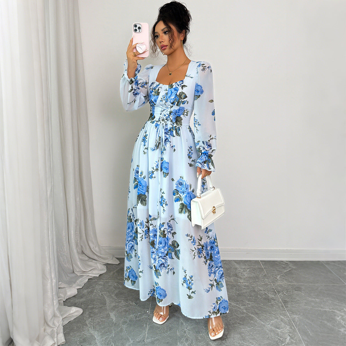 Printed Fungus Long Sleeve Dress Women's Clothing