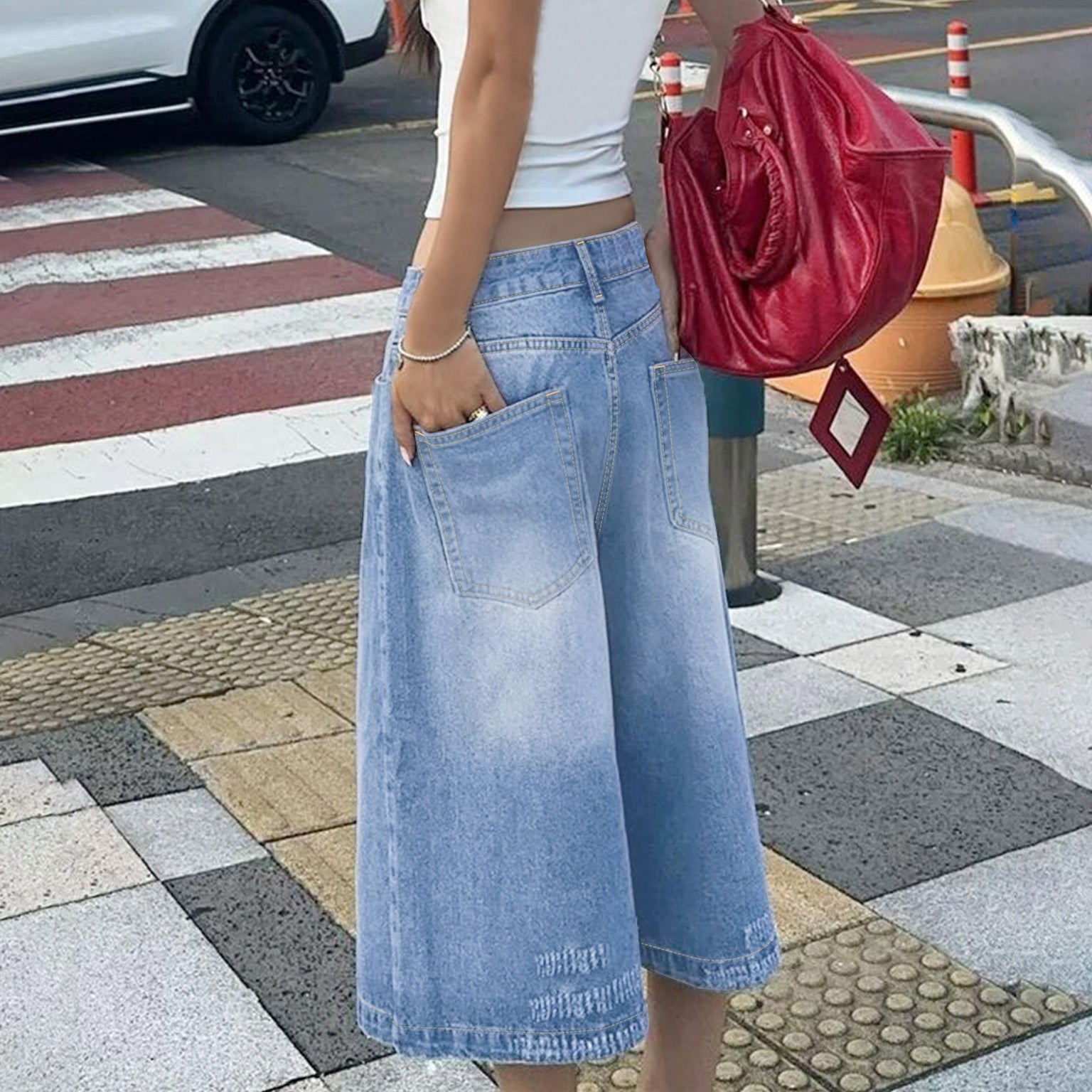 Multi-breasted Denim Shorts