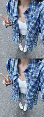 Fashionable Personalized Plaid Shirt For Women