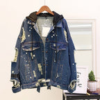New Korean Women's Hooded Denim Short Jacket