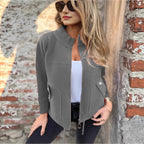 Woolen Lapel Tether Faux Pocket Suit Jacket