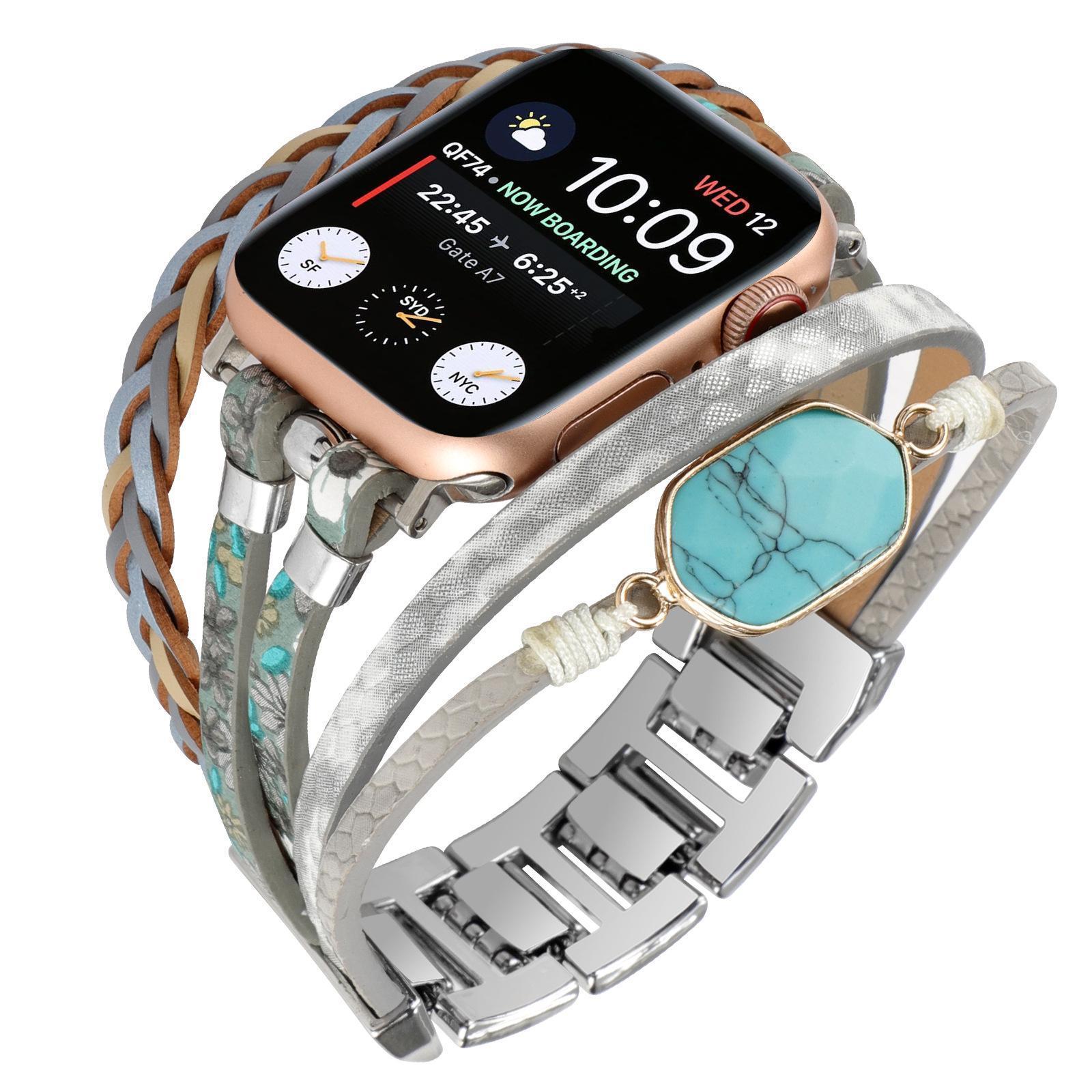 Metal Strap Leather Woven Bracelet Breathable